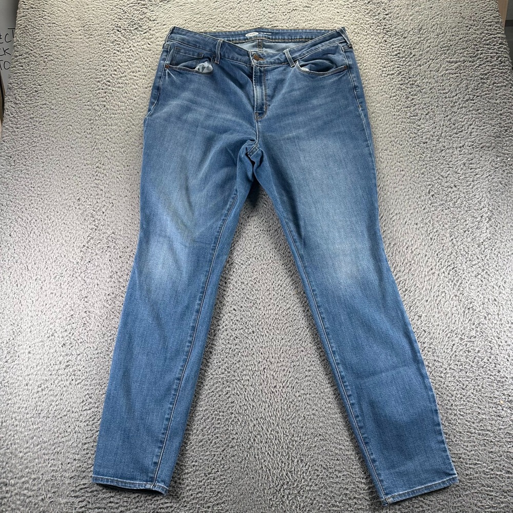 Old Navy Pop Icon Jeans Women 16 Blue Cotton Denim Skinny Workwear Faded Stretch